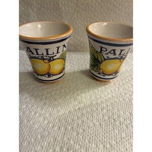 Pallini Limoncello Deruta Italy Italian Ceramic Pottery Shot Glasses Lot Of 2